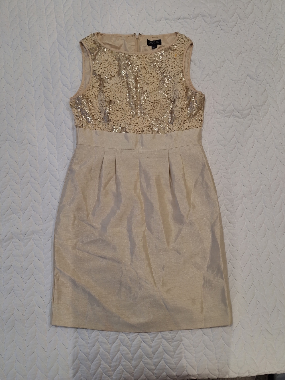 Calvin Klein Sleeveless Sequin Bodice Sheath Dress - Champagne